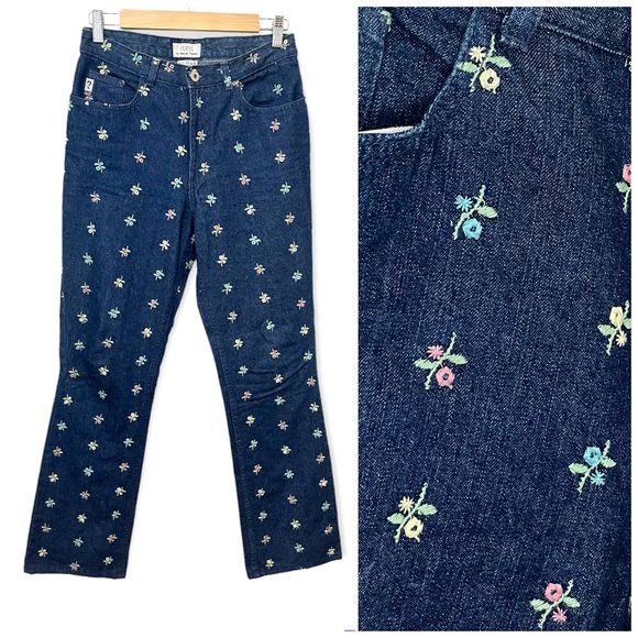 Guess Jeans Vintage Guess Floral Embroidered Straight Leg Jeans Y2k